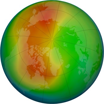 Arctic ozone map for 2008-02